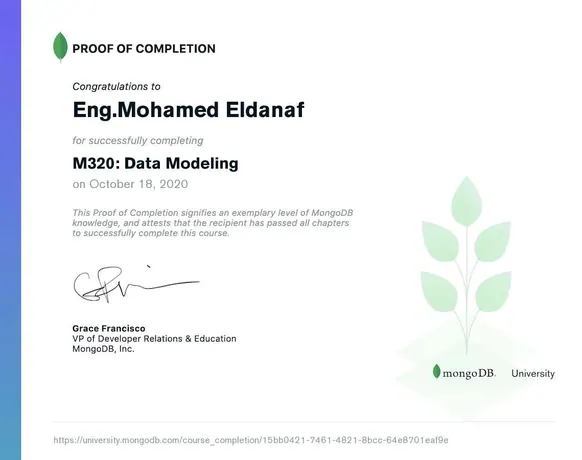 M320: Data Modeling certificate