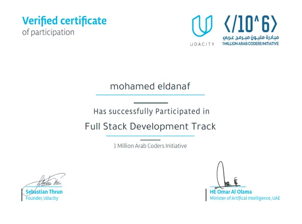 Full Stack Development Track certificate