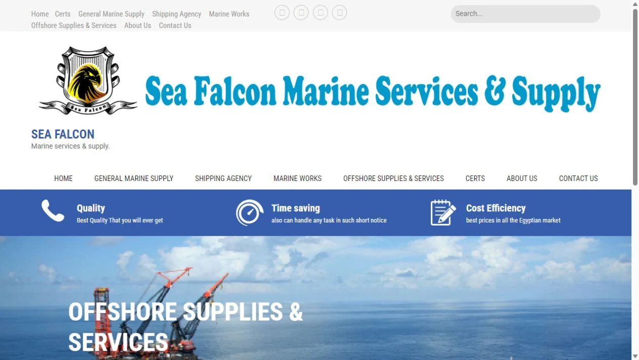 Sea Falcon homepage screenshot