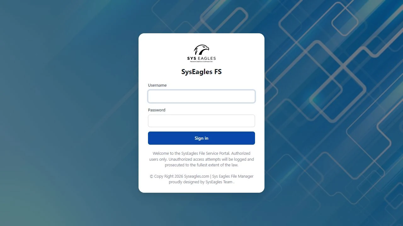 SysEagles FS homepage screenshot