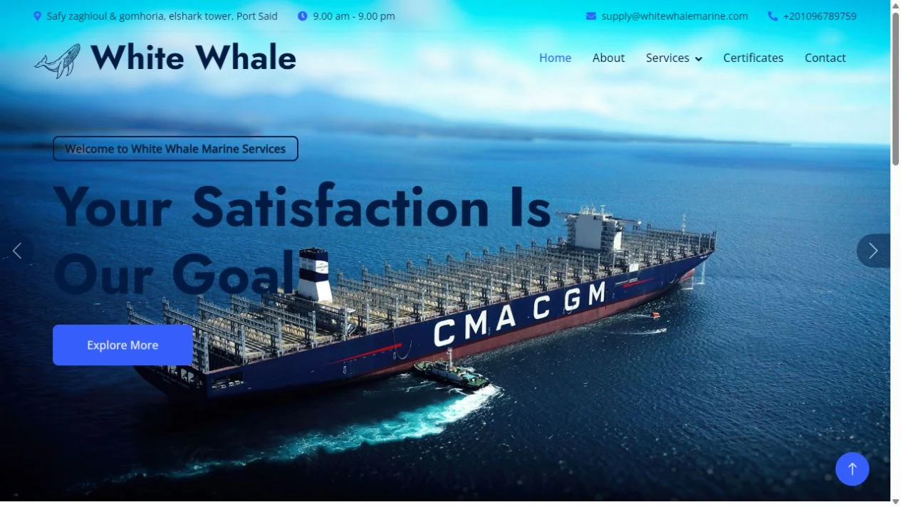White Whale Marine homepage screenshot
